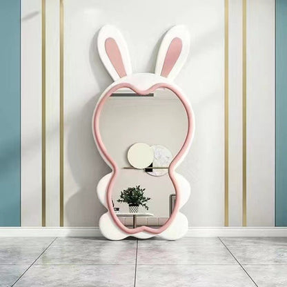 Contemporary Creative HDF Velvet Sponge Rabbit-Shaped Full-Length Floor Mirror For Bedroom & Living Room