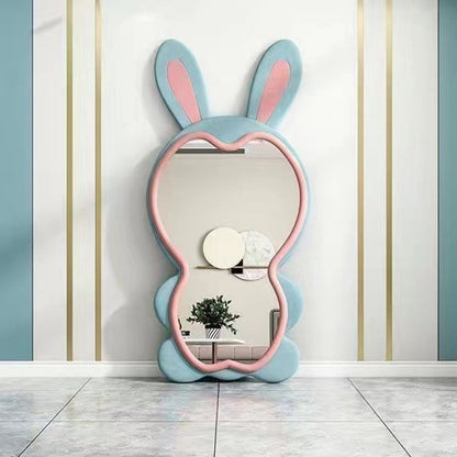 Contemporary Creative HDF Velvet Sponge Rabbit-Shaped Full-Length Floor Mirror For Bedroom & Living Room