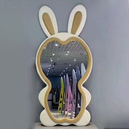 Contemporary Creative HDF Velvet Sponge Rabbit-Shaped Full-Length Floor Mirror For Bedroom & Living Room
