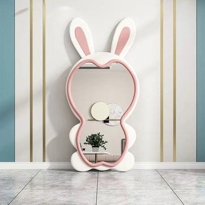 Contemporary Creative HDF Velvet Sponge Rabbit-Shaped Full-Length Floor Mirror For Bedroom & Living Room