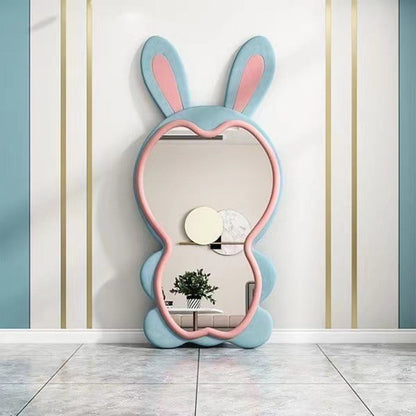 Contemporary Creative HDF Velvet Sponge Rabbit-Shaped Full-Length Floor Mirror For Bedroom & Living Room