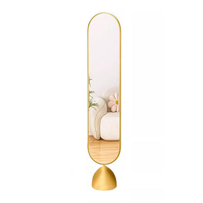 Modern Minimalist Iron Plastic Glass Oval Swivel Full-Length Floor Mirror With Storage & Clothing Rack For Bedroom & Living Room