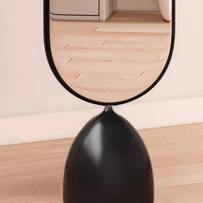 Modern Minimalist Iron Plastic Glass Oval Swivel Full-Length Floor Mirror With Storage & Clothing Rack For Bedroom & Living Room