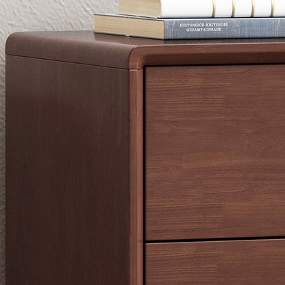 Modern Minimalist Square Rectangular Rubberwood Solid Wood Plywood Nightstand With 2-Drawer For Bedroom
