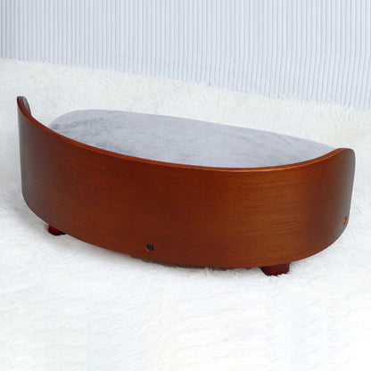 Modern Minimalist Rectangular Curved Medium Density Fiberboard Velvet Cat Bed Dog Bed For Bedroom