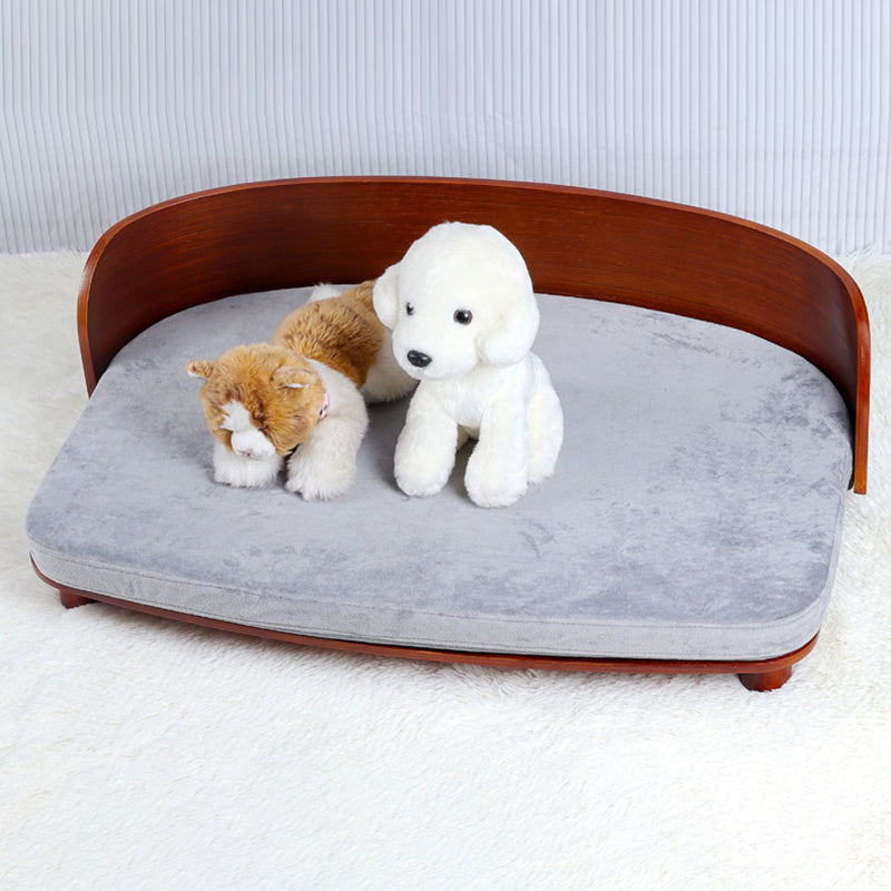 Modern Minimalist Rectangular Curved Medium Density Fiberboard Velvet Cat Bed Dog Bed For Bedroom