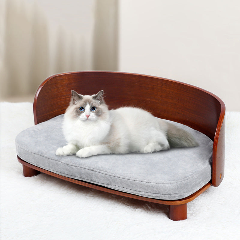 Modern Minimalist Rectangular Curved Medium Density Fiberboard Velvet Cat Bed Dog Bed For Bedroom