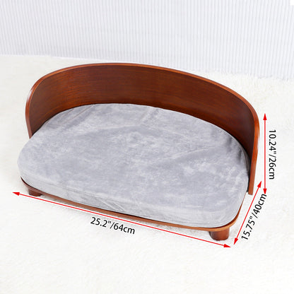 Modern Minimalist Rectangular Curved Medium Density Fiberboard Velvet Cat Bed Dog Bed For Bedroom