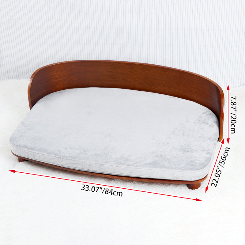 Modern Minimalist Rectangular Curved Medium Density Fiberboard Velvet Cat Bed Dog Bed For Bedroom