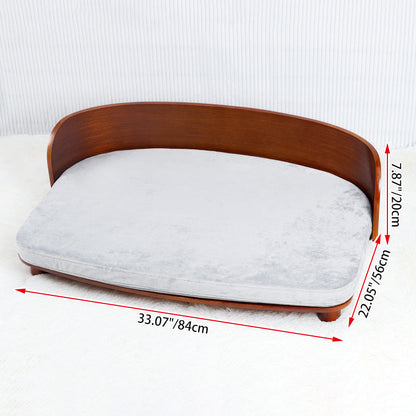 Modern Minimalist Rectangular Curved Medium Density Fiberboard Velvet Cat Bed Dog Bed For Bedroom
