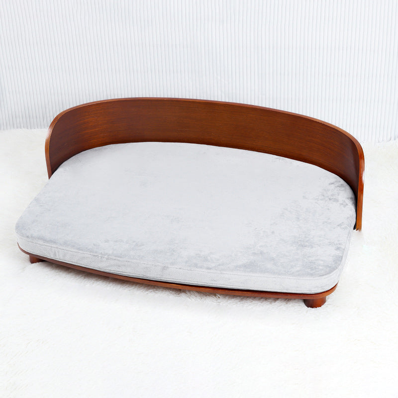 Modern Minimalist Rectangular Curved Medium Density Fiberboard Velvet Cat Bed Dog Bed For Bedroom