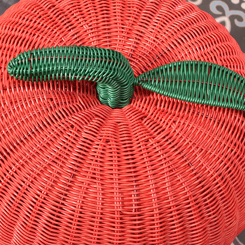 Contemporary Creative Apple-Shaped PP/PE Rattan Velvet Cat Bed With Toy Ball For Bedroom