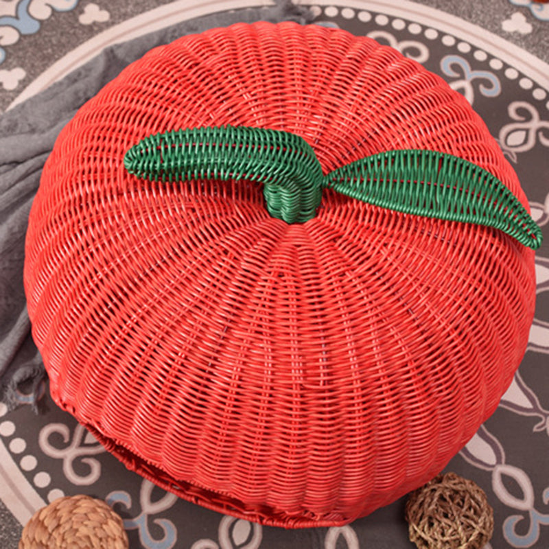 Contemporary Creative Apple-Shaped PP/PE Rattan Velvet Cat Bed With Toy Ball For Bedroom