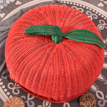 Contemporary Creative Apple-Shaped PP/PE Rattan Velvet Cat Bed With Toy Ball For Bedroom