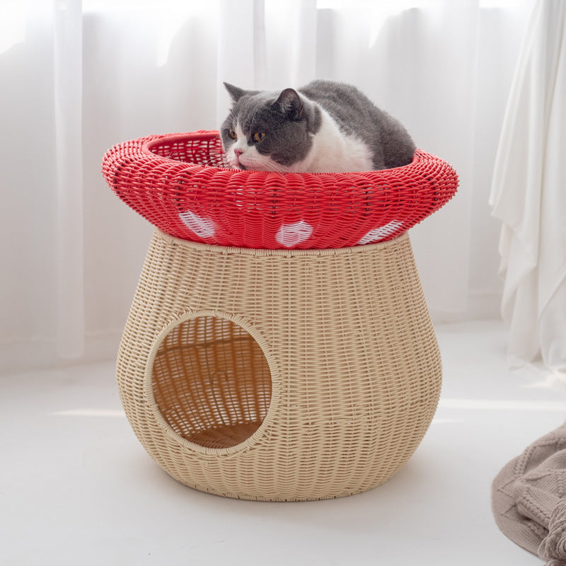 Contemporary Creative Cylindrical Mushroom-Shaped PP Cat Bed For Bedroom