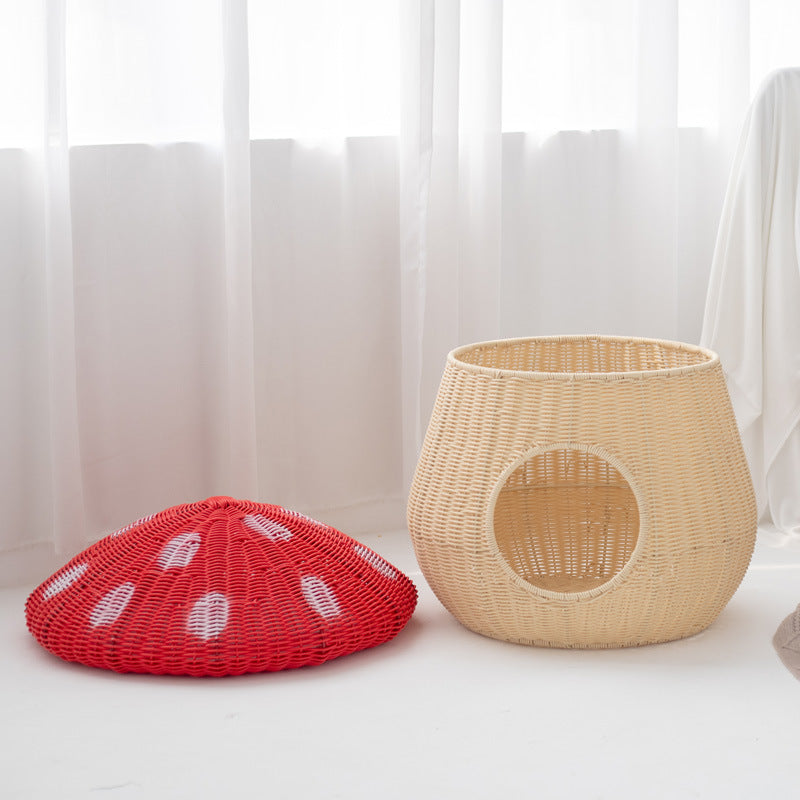 Contemporary Creative Cylindrical Mushroom-Shaped PP Cat Bed For Bedroom