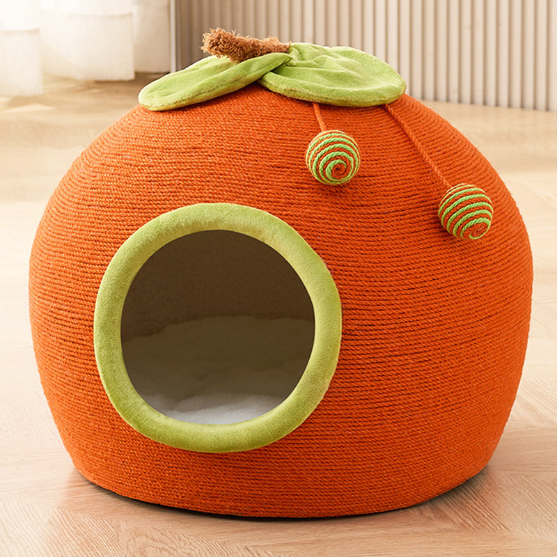 Contemporary Creative Spherical Round Hemp Rope Foam Sherpa Fabric Velvet Anti-Slip Dotted Fabric Cat Bed Toy Ball For Bedroom