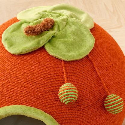 Contemporary Creative Spherical Round Hemp Rope Foam Sherpa Fabric Velvet Anti-Slip Dotted Fabric Cat Bed Toy Ball For Bedroom