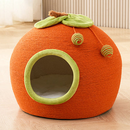 Contemporary Creative Spherical Round Hemp Rope Foam Sherpa Fabric Velvet Anti-Slip Dotted Fabric Cat Bed Toy Ball For Bedroom