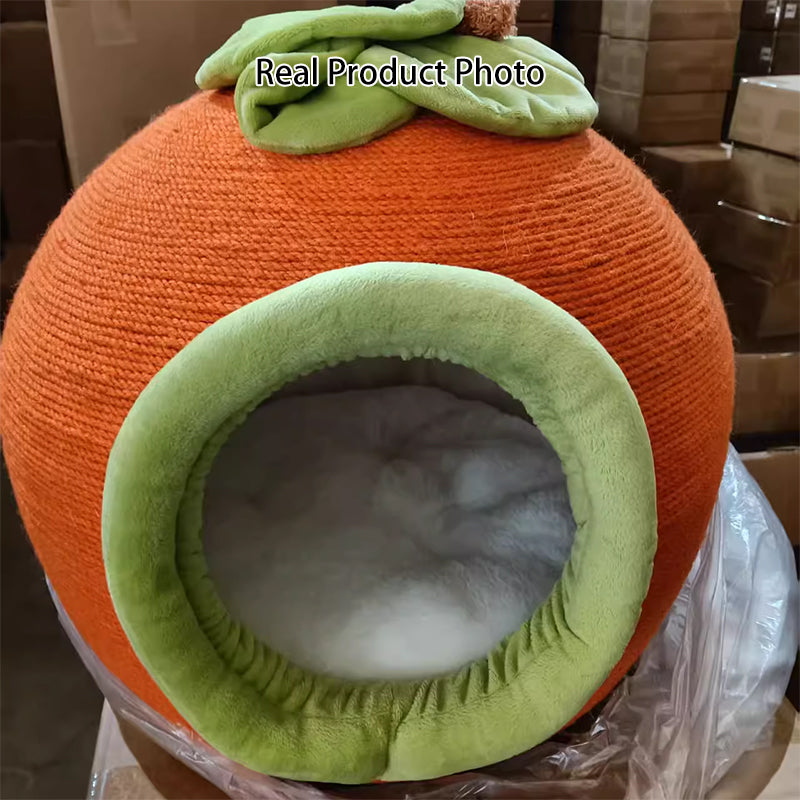 Contemporary Creative Spherical Round Hemp Rope Foam Sherpa Fabric Velvet Anti-Slip Dotted Fabric Cat Bed Toy Ball For Bedroom