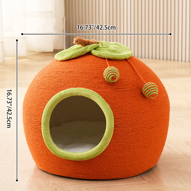 Contemporary Creative Spherical Round Hemp Rope Foam Sherpa Fabric Velvet Anti-Slip Dotted Fabric Cat Bed Toy Ball For Bedroom