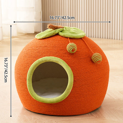 Contemporary Creative Spherical Round Hemp Rope Foam Sherpa Fabric Velvet Anti-Slip Dotted Fabric Cat Bed Toy Ball For Bedroom