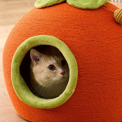 Contemporary Creative Spherical Round Hemp Rope Foam Sherpa Fabric Velvet Anti-Slip Dotted Fabric Cat Bed Toy Ball For Bedroom