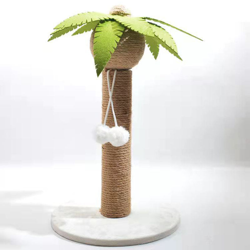 Contemporary Creative Coconut Tree-Shaped Sisal Felt Paper Tube Medium Density Fiberboard Velvet Cat Scratching Post Toy Ball For Living Room
