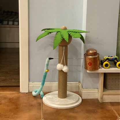 Contemporary Creative Coconut Tree-Shaped Sisal Felt Paper Tube Medium Density Fiberboard Velvet Cat Scratching Post Toy Ball For Living Room