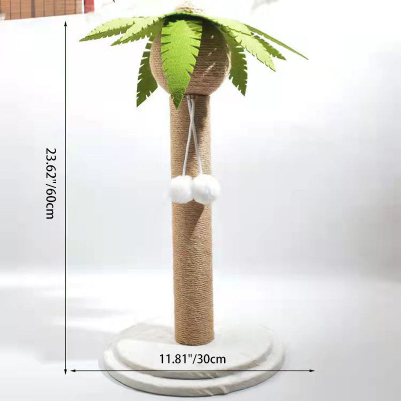 Contemporary Creative Coconut Tree-Shaped Sisal Felt Paper Tube Medium Density Fiberboard Velvet Cat Scratching Post Toy Ball For Living Room
