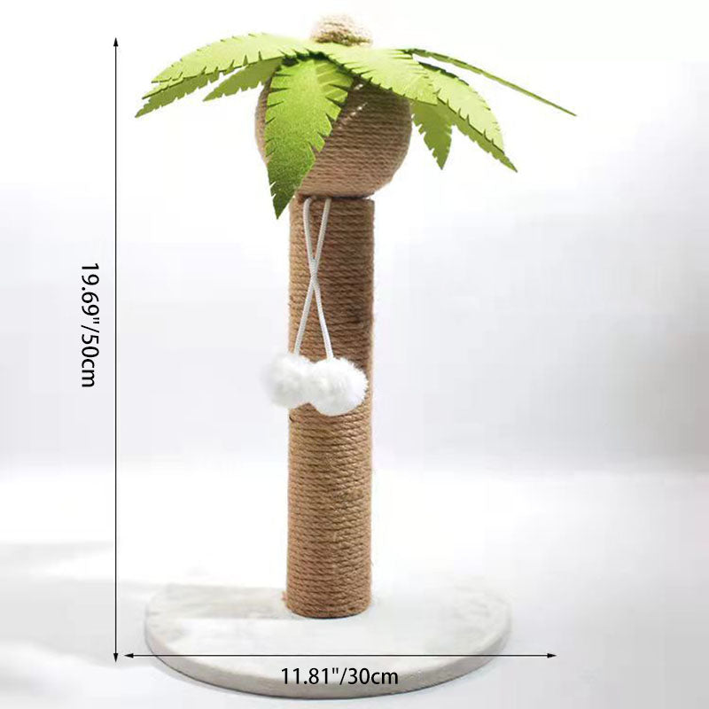 Contemporary Creative Coconut Tree-Shaped Sisal Felt Paper Tube Medium Density Fiberboard Velvet Cat Scratching Post Toy Ball For Living Room
