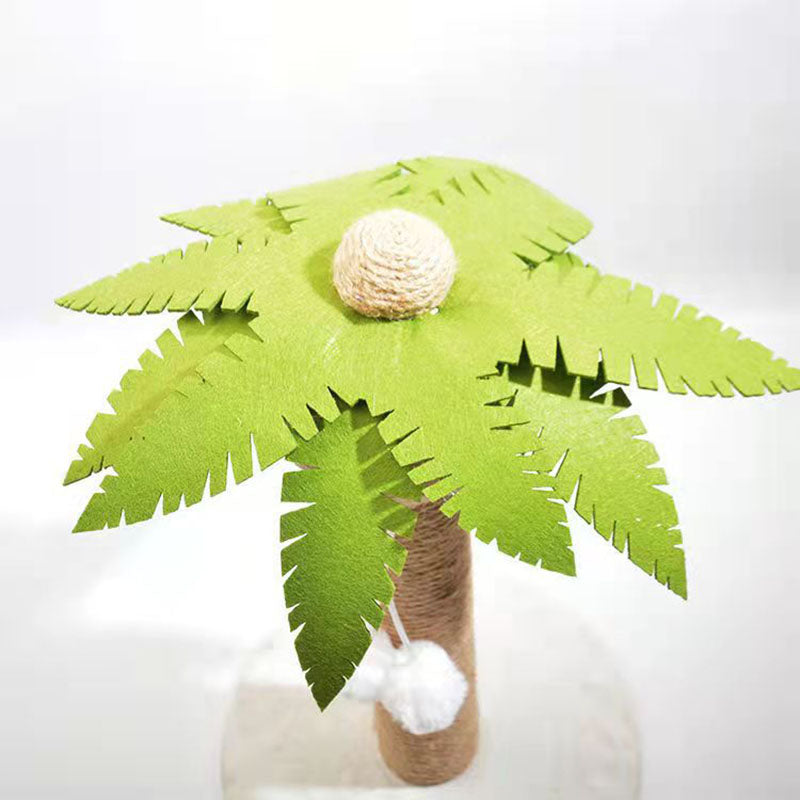 Contemporary Creative Coconut Tree-Shaped Sisal Felt Paper Tube Medium Density Fiberboard Velvet Cat Scratching Post Toy Ball For Living Room