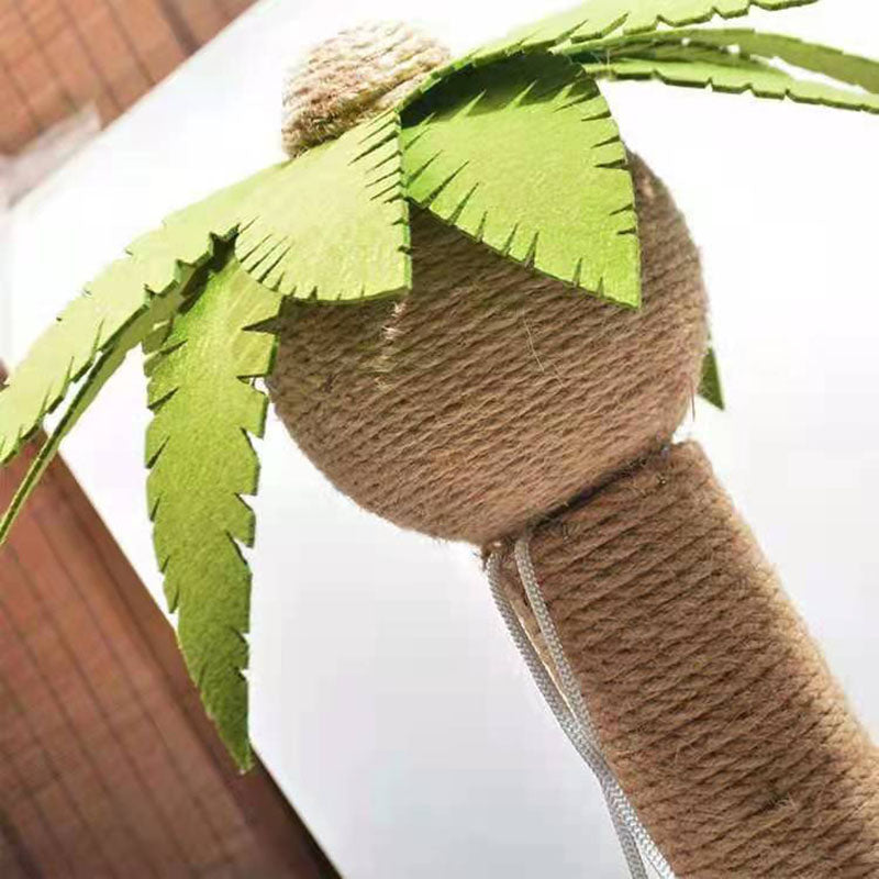 Contemporary Creative Coconut Tree-Shaped Sisal Felt Paper Tube Medium Density Fiberboard Velvet Cat Scratching Post Toy Ball For Living Room