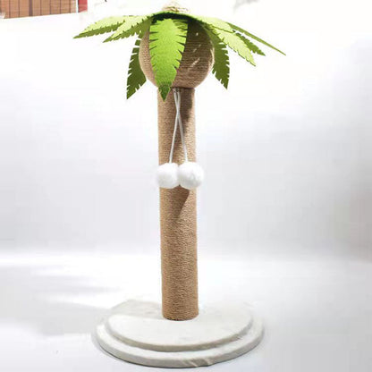 Contemporary Creative Coconut Tree-Shaped Sisal Felt Paper Tube Medium Density Fiberboard Velvet Cat Scratching Post Toy Ball For Living Room