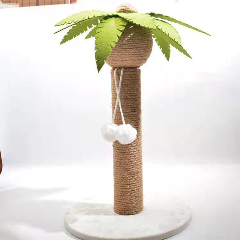 Contemporary Creative Coconut Tree-Shaped Sisal Felt Paper Tube Medium Density Fiberboard Velvet Cat Scratching Post Toy Ball For Living Room