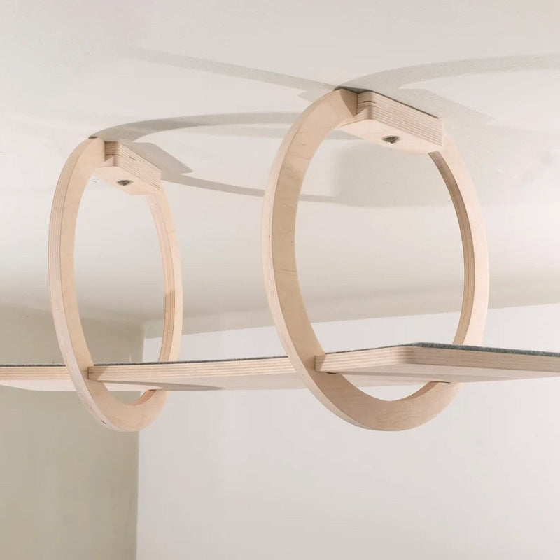 Modern Minimalist Round Curved Skybridge Plywood Felt Cat Tree & Condo 1/2 Hammock For Living Room
