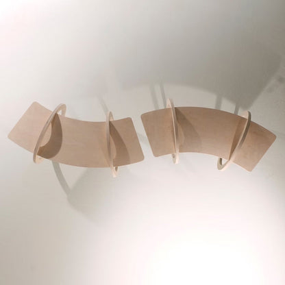 Modern Minimalist Round Curved Skybridge Plywood Felt Cat Tree & Condo 1/2 Hammock For Living Room