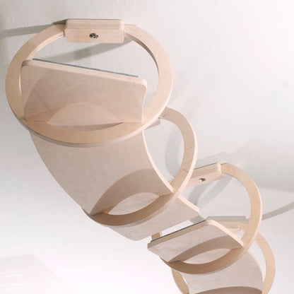Modern Minimalist Round Curved Skybridge Plywood Felt Cat Tree & Condo 1/2 Hammock For Living Room