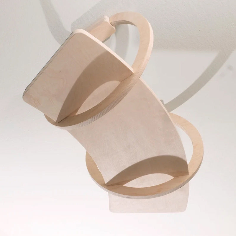 Modern Minimalist Round Curved Skybridge Plywood Felt Cat Tree & Condo 1/2 Hammock For Living Room