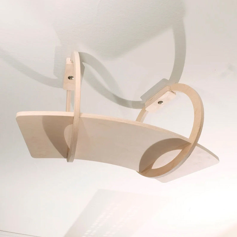 Modern Minimalist Round Curved Skybridge Plywood Felt Cat Tree & Condo 1/2 Hammock For Living Room