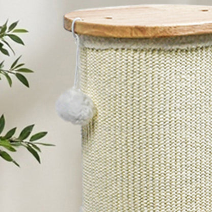Modern Minimalist Cylindrical Sisal Teddy Fleece Rubberwood Plywood Cat Scratching Post Toy Ball For Living Room