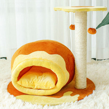Contemporary Creative Teddy Bear-Shaped Honey Pot Velvet Sisal Sponge Paper Tube Cat Tree & Condo 1-Perch For Living Room
