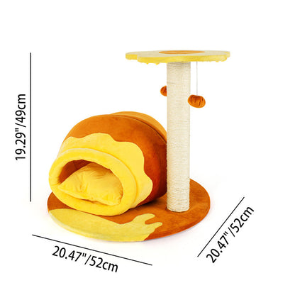 Contemporary Creative Teddy Bear-Shaped Honey Pot Velvet Sisal Sponge Paper Tube Cat Tree & Condo 1-Perch For Living Room