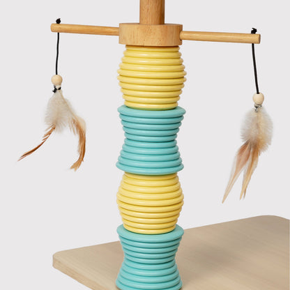 Contemporary Nordic Rectangular Cylindrical Particle Board Paper Tube Sisal Sherpa Fabric Velvet Cat Tree & Condo 2-Condo For Living Room