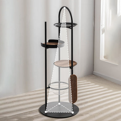 Modern Minimalist Cylindrical Iron Acrylic Hemp Rope Cat Tree & Condo 3-Perch For Living Room
