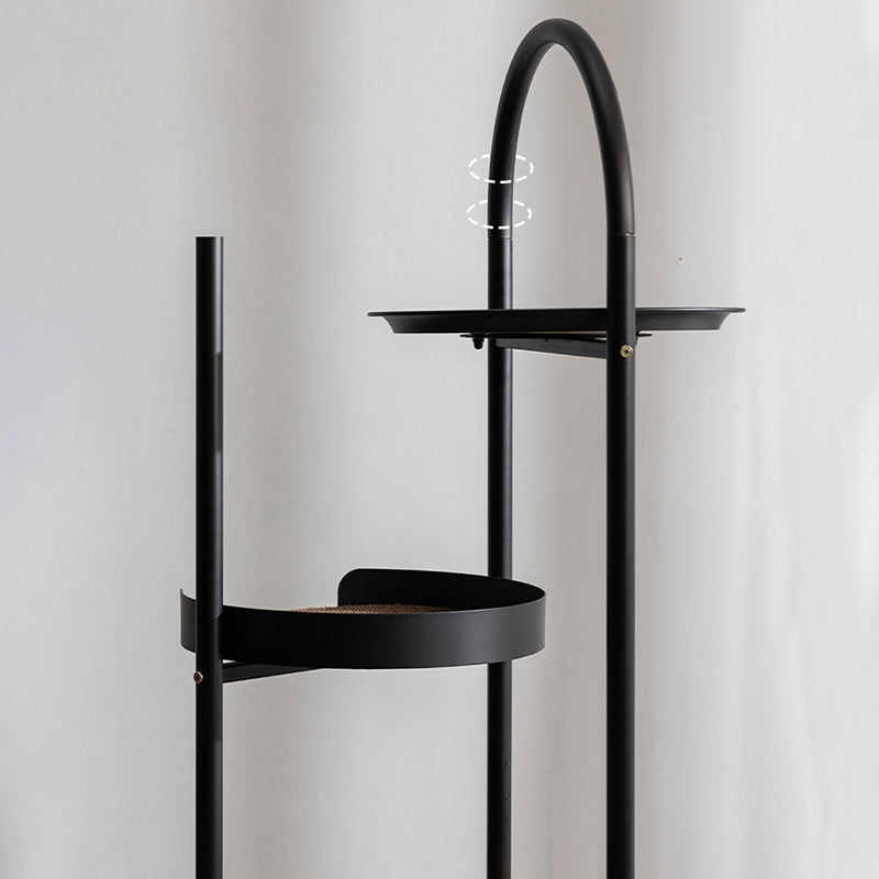 Modern Minimalist Cylindrical Iron Acrylic Hemp Rope Cat Tree & Condo 3-Perch For Living Room