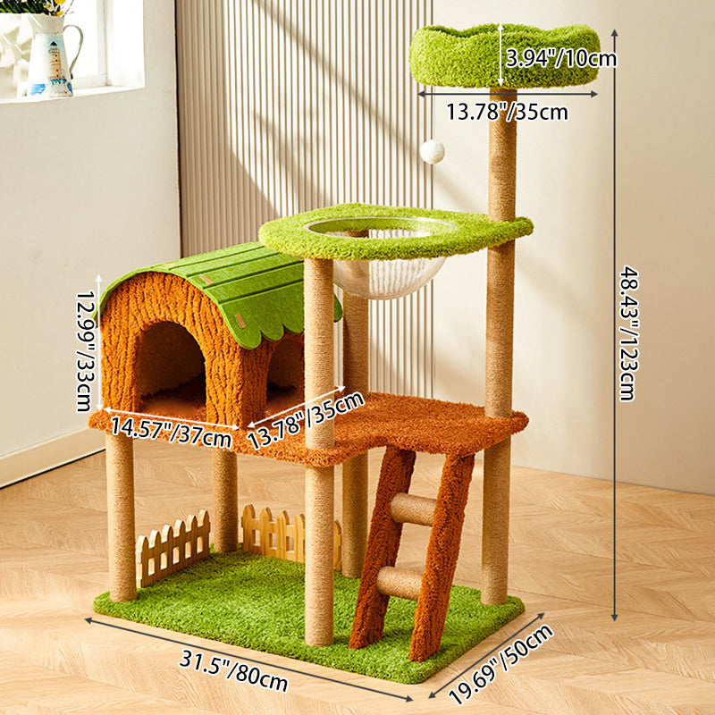 Contemporary Creative Cylindrical Tree House Medium Density Fiberboard Paper Tube Teddy Fleece Felt Sisal Acrylic Cat Tree & Condo 1/2 Condo For Living Room