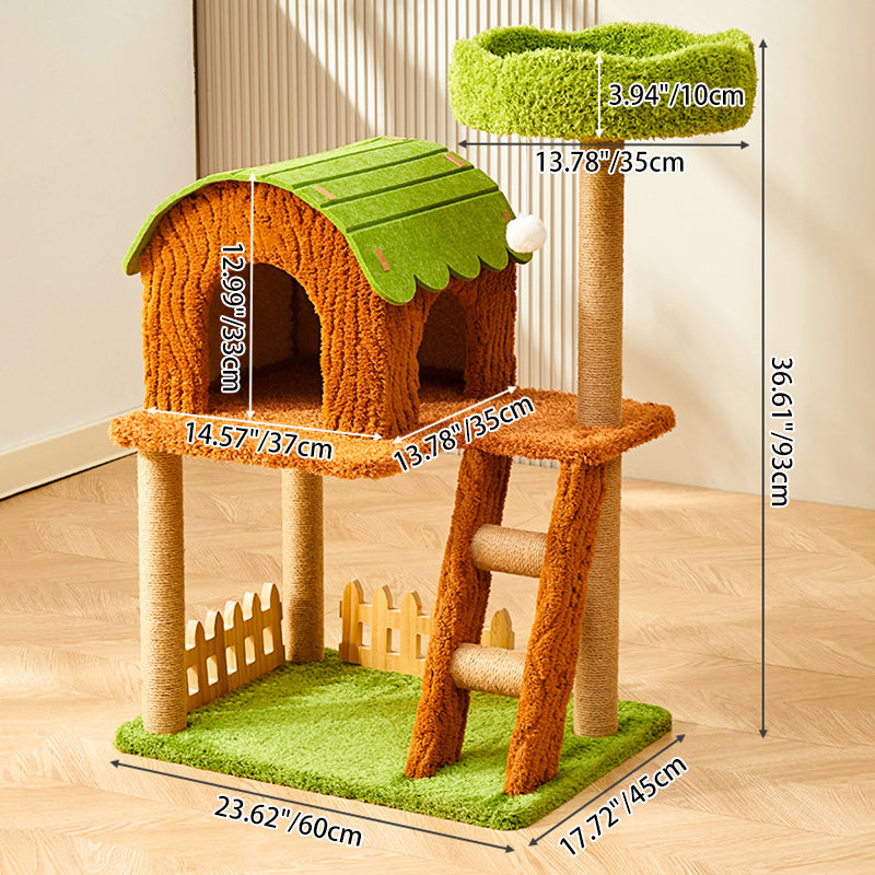 Contemporary Creative Cylindrical Tree House Medium Density Fiberboard Paper Tube Teddy Fleece Felt Sisal Acrylic Cat Tree & Condo 1/2 Condo For Living Room