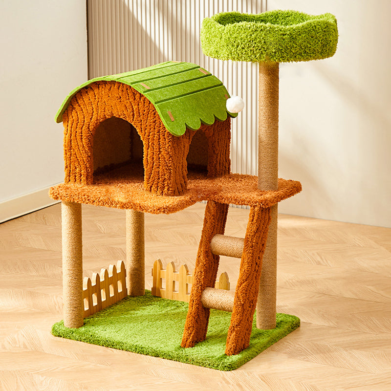 Contemporary Creative Cylindrical Tree House Medium Density Fiberboard Paper Tube Teddy Fleece Felt Sisal Acrylic Cat Tree & Condo 1/2 Condo For Living Room