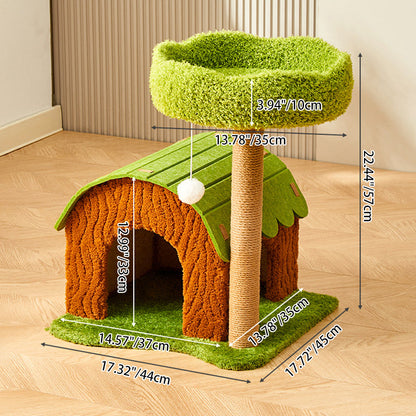 Contemporary Creative Cylindrical Tree House Medium Density Fiberboard Paper Tube Teddy Fleece Felt Sisal Acrylic Cat Tree & Condo 1/2 Condo For Living Room